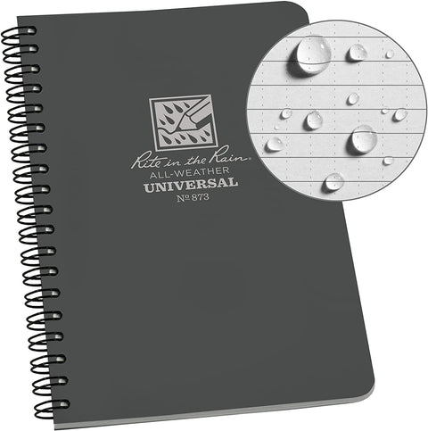 Rite in the Rain | Side Spiral 4.625 x 7 Polydura Notebook - Universal - Grey