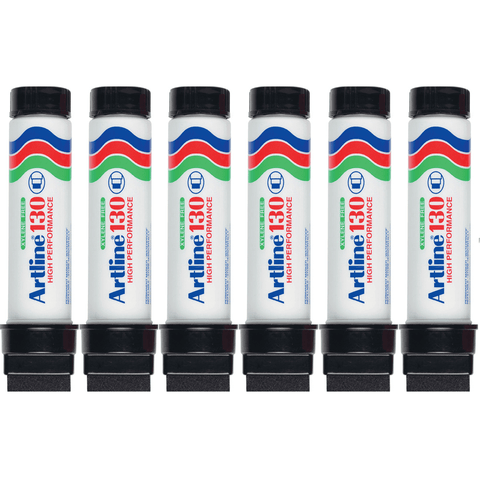 Artline 130 Box 6 Permanent Marker 30mm Chisel Nib (Black)
