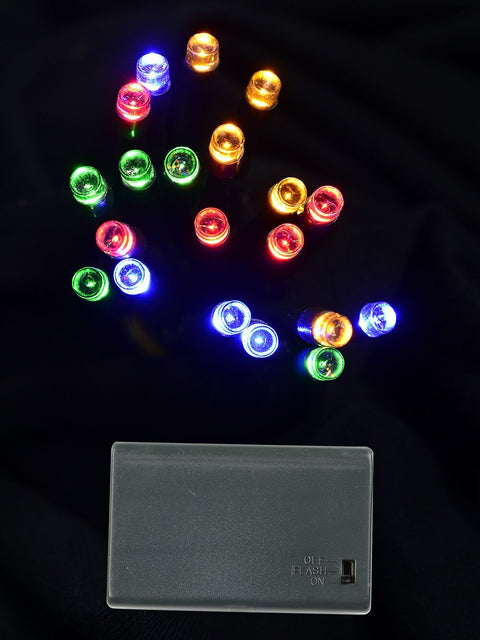 Christmas Warehouse - LITEBAT2 20 Multi Colour LED String Fairy Battery Lights With Static & Flash | 2.4m Blue, Green, Orange & Red