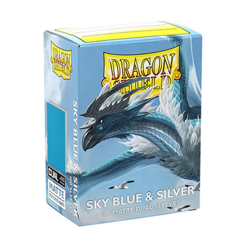 Arcane Tinmen Dragon Shield Standard 100ct Dual Matte Sky Blue/Silver Sleeves 63x88mm