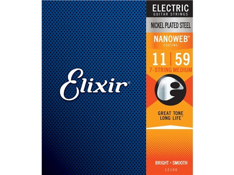 Elixir #12106 Electric 7 Strings Nanoweb Steel 11-59 Medium
