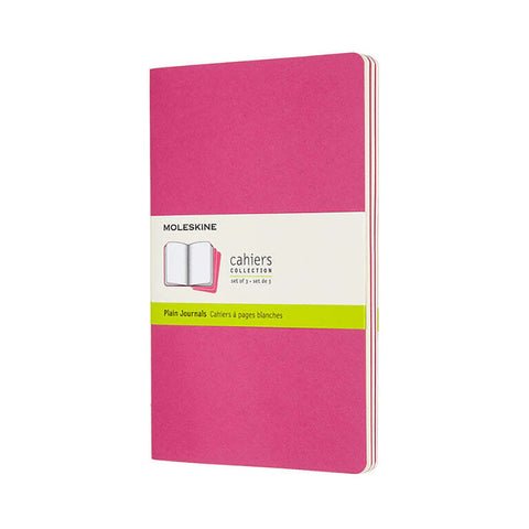 Moleskine Cahier Soft Cover Notebook Plain Set Large (Kinetic Pink) [3-Pieces]