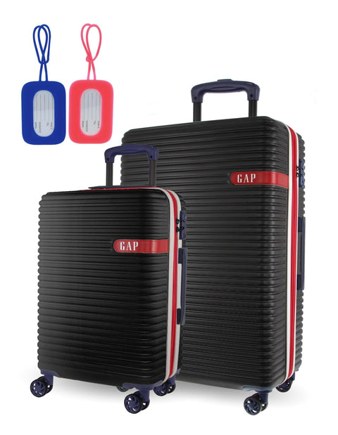 GAP Hard-Shell Suitcase Medium Cabin Luggage Set with Tag (Black) [2-Pieces]
