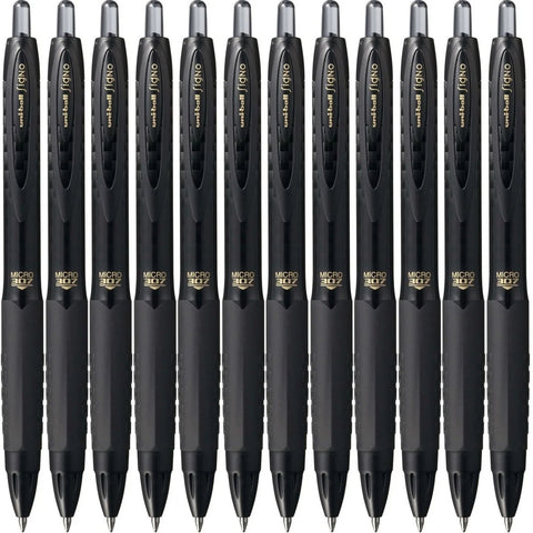 Uni-Ball Signo 307 Gel Pen 0.5mm - Black (12 Pack)