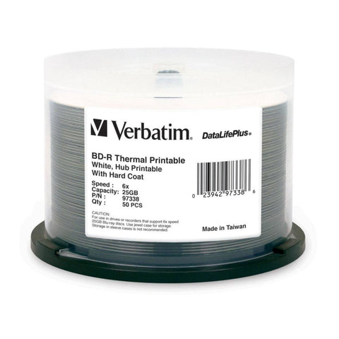 VERBATIM BD-R White Wide Thermal 6x Speed Blank Discs 25GB 50pc