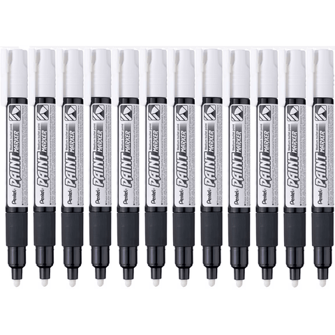 Pentel MMP20 Box 12 Paint Marker Medium Bullet Point (White)