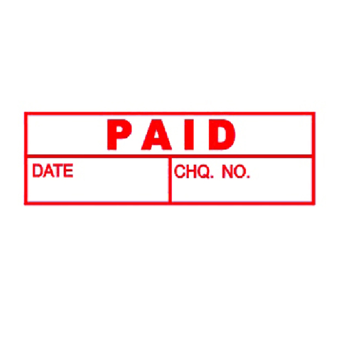 Deskmate Pre-Inked Stamp Paid Date/Cheque Number Boxes Red