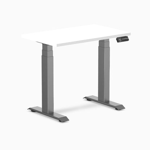 Desky Dual Mini Sit Stand Desk 800 x 500 White Desktop and Space Grey Frame