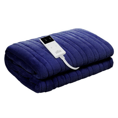 Giselle Electric Throw Rug Heated Blanket Fleece (Blue)