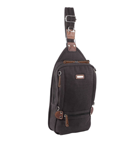 Pierre Cardin Canvas Cross Body Bag Travel Shoulder Sling - Black