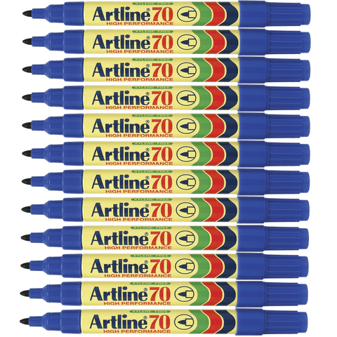 Artline 70 Box 12 Permanent Marker 1.5mm Bullet Tip (Blue)