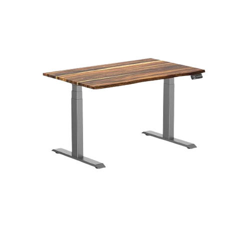 Desky Dual Hardwood Sit Stand Desk 120cm Pheasantwood Desktop and Space Grey Frame