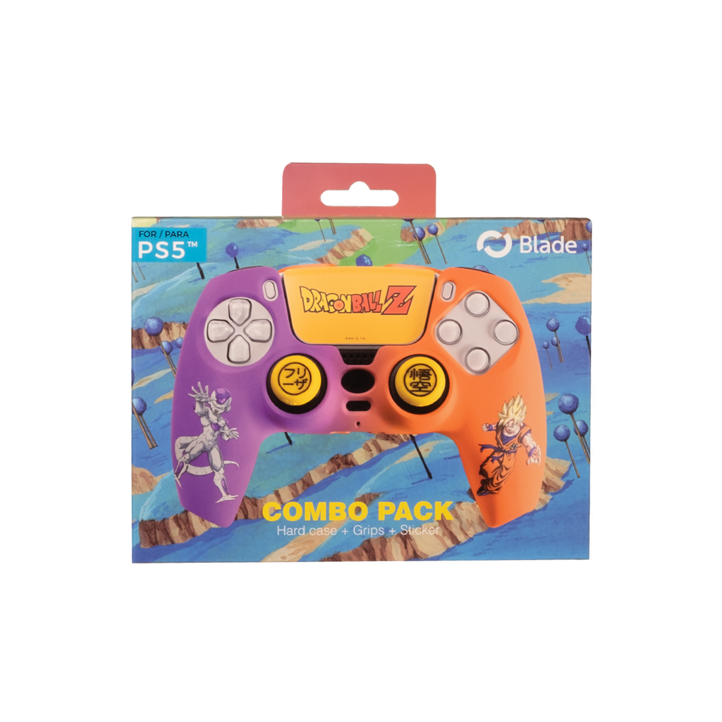 Pack Coque Rigide Dragon Ball Z + Grips + Stickers Pour Manette PS5 DualSense – Goku & Frieza