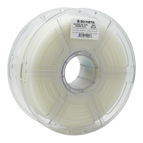 3D META Glow in the Dark PLA 3D Printing Filament - Sky Blue - Clear in Light