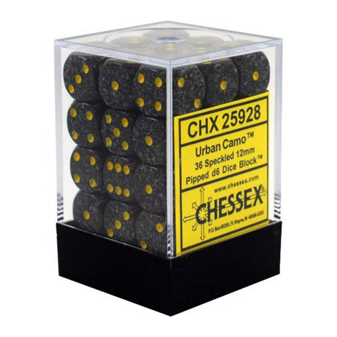 Chessex CHX 25928 Speckled 12mm D6 Urban Camo Block (36 Dice)