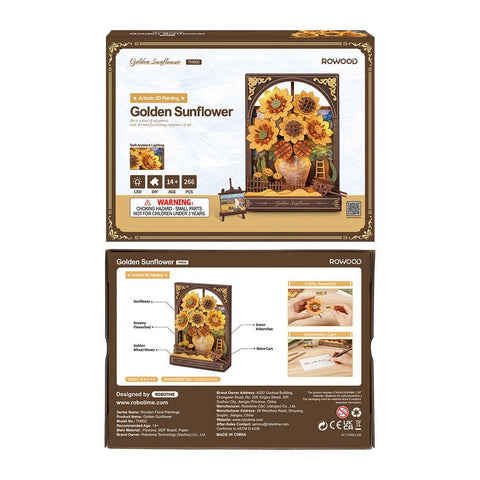 Robotime DIY Wood Bloom Craft Golden Sunflower