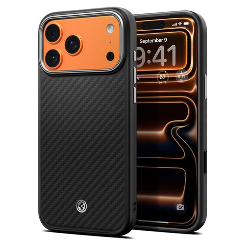 Spigen Apple iPhone 17 Pro Max Enzo Aramid T Camera Control Button Cover (MagFit) Case - Black Silver