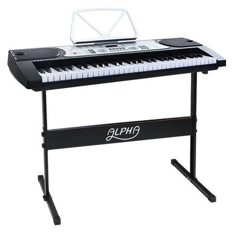 Alpha 61 Keys Electronic Piano Keyboard Digital Electric with Stand Beginner (Silver)