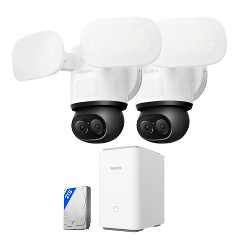 Reolink Home Hub Pro +2X TrackFlex Floodlight WiFi 4K Dual-Lens Floodlight Camera 360° PTZ 6X Hybrid Zoom