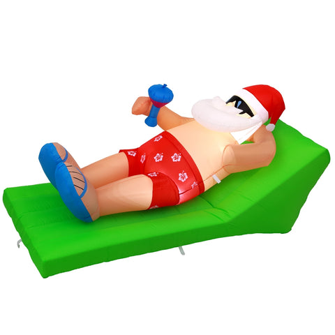 Jingle Jollys Christmas Inflatable Santa Bench 1.8M LED Illuminated Decorations