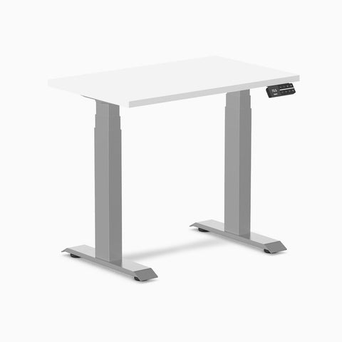 Desky Dual Mini Sit Stand Desk 800x500 White Desktop and Grey Frame