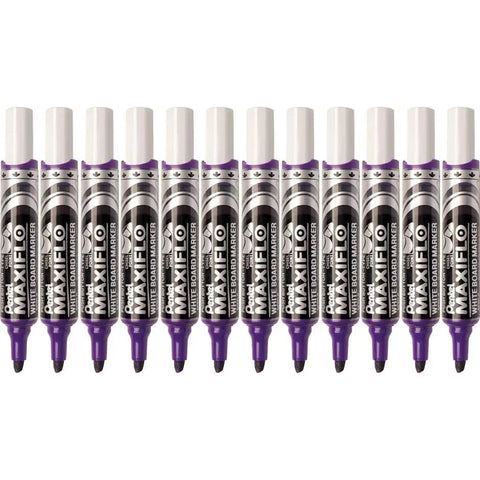 Pentel Maxiflo Whiteboard Marker Chisel Point 7mm Box 12 (Violet Purple)