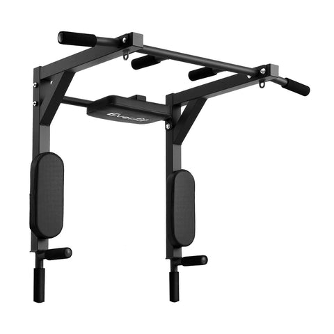 Everfit Pull Up Bar Dip Station Multi Gym 150kg Home Power Station (Black/Red)