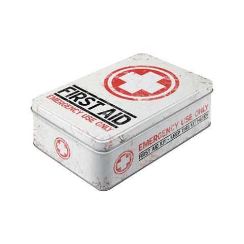 Nostalgic-Art Flat Tin First Aid Kit Steel Storage Box 23x16x7cm Vintage Design