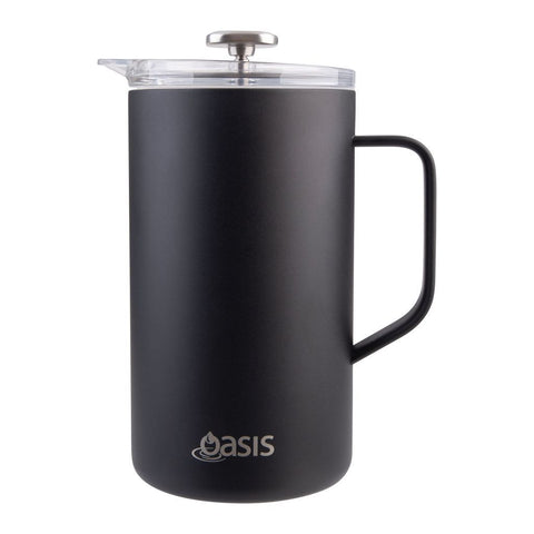 Oasis Stainless Steel Double Wall Insulated Coffee Press - 8 Cup - 1 Litre - Black