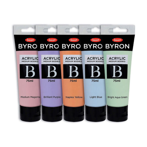 Jasart 5pc Byron 75ml Acrylic Paint Tube Set Medium-Bodied Art Painting Pastel