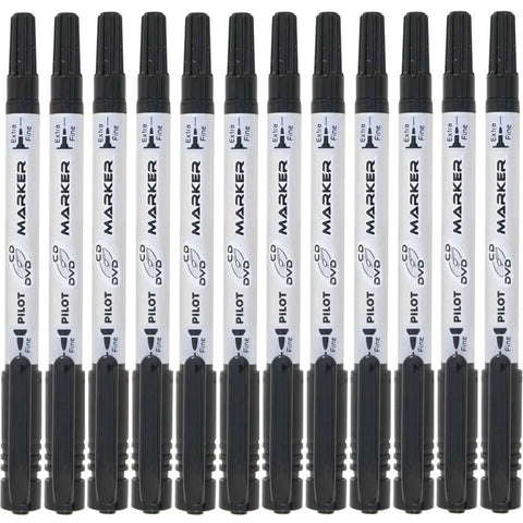 Pilot Box 12 CD/DVD Twin Ended Permanent Marker Extra Fine (Black)