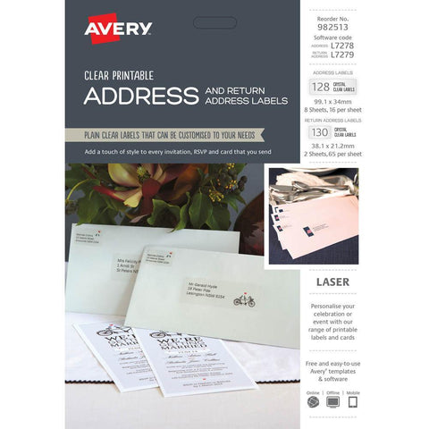 Avery Clear Address and Return Address Labels 258 Labels