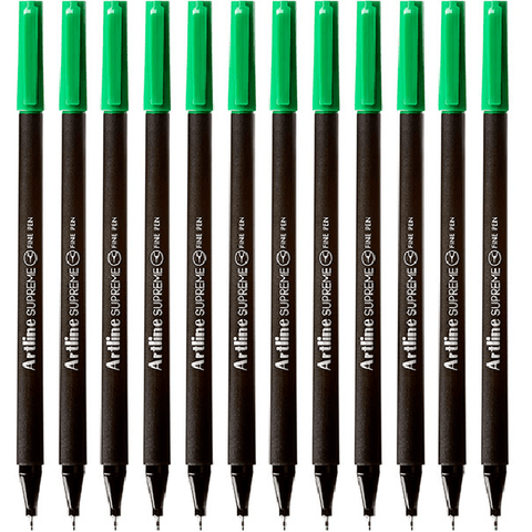 Artline Box 12 Supreme Fineliner Pen 0.4mm (Green)