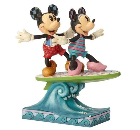 Jim Shore Disney Traditions - Mickey and Minnie Mouse on Surfboard - Surf's Up!