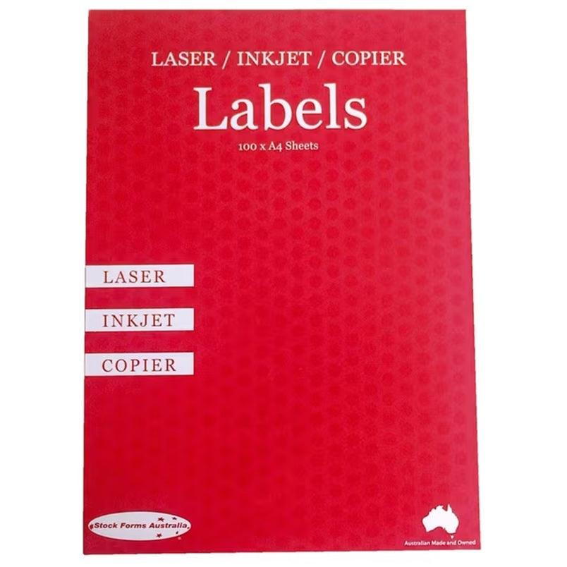 Stock Forms 4UP Inkjet Laser Labels A4 Fluoro 100 Sheets Pack of 5 ...