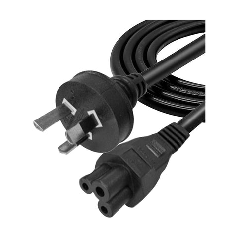 BOOC Australian Standard 3-Pin Power Cord (Cloverleaf / IEC C5)- H03VV-F- 1m- Black