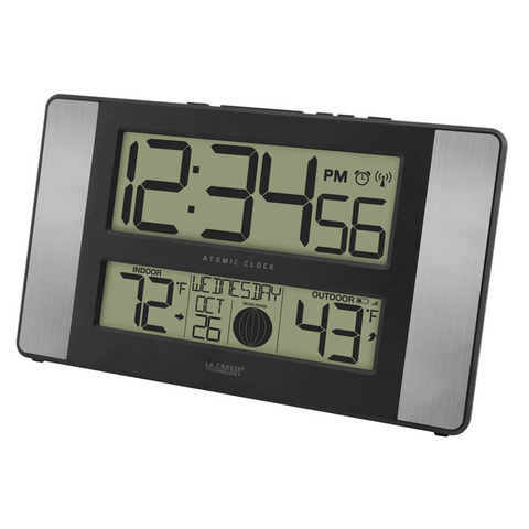 La Crosse Moon Phase Digital Wall Clock with Temperature 513-1417AL (Black)