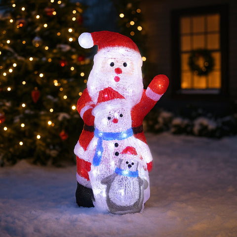 Lexi Lighting Acrylic Santa Penguin and Snowman Stacked Christmas Lights