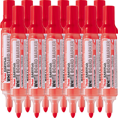 Pentel MW50M Easyflo Whiteboard Marker Bullet Point (Red) [Box 12]