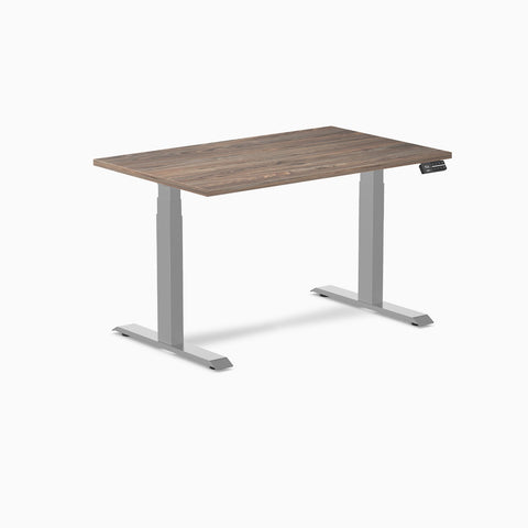 Desky Dual Melamine Sit Stand Desk 120cm Natural Walnut Desktop and Grey Frame
