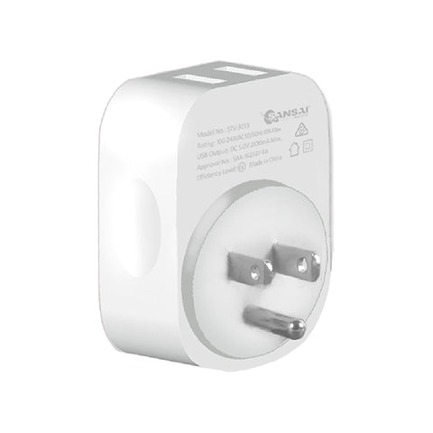 Sansai Travel Adaptor with USB-C And USB-A Port - AU/USA Region