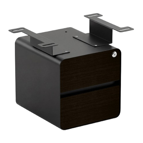 Desky Minimal Under Desk Cabinet - Dark Bamboo / Black