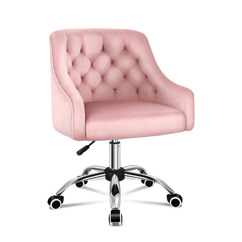 ALFORDSON Velvet Office Chair Computer Swivel Armchair Work Adult Kids (Pink)