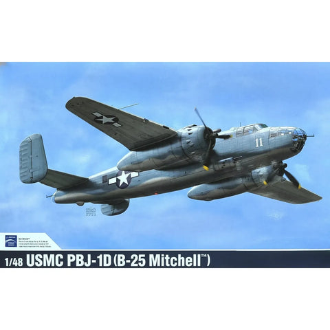 Academy 1/48 USMC PBJ-1D B-25 Mitchell Bomber Scaled Plastic Model Kit