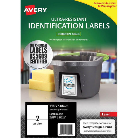 Avery 959245 Ultra-Resistant Identification Labels 210x148mm White Pack 10