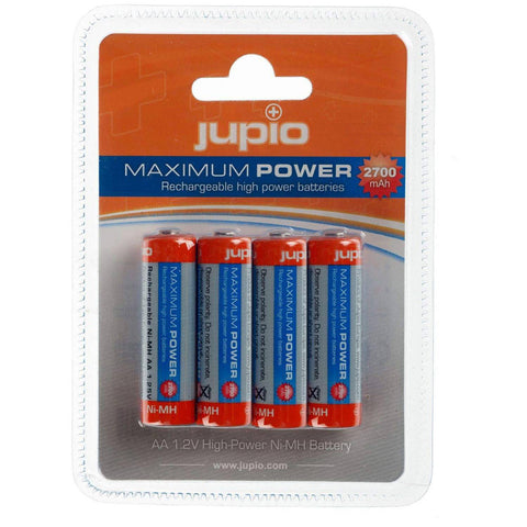 Jupio 4-Pieces Rechargeable AA 1.2V High-Power Batteries 2700mAh