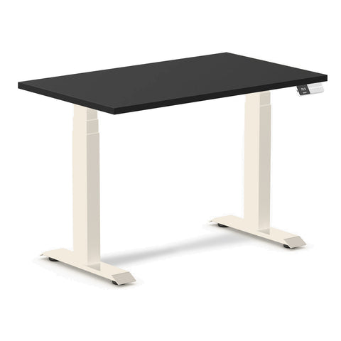 Desky Dual Mini Sit Stand Desk 1000x600 Black Desktop and Wheat Frame