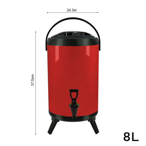SOGA 8L Insulated Stainless Steel Beverage Dispenser with Faucet (Red)
