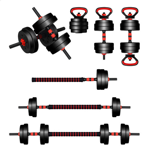 BLACK LORD Dumbbell Set 7in1 Adjustable Barbell Kettlebell Home Gym Fitness 20kg