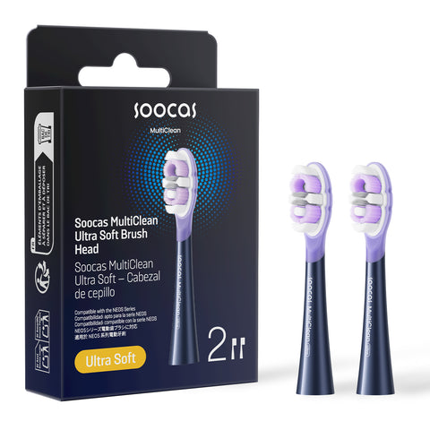 Soocas NEOS II & NEOS II Ultra Soft Toothbrush Head CV 2 Packs T04 (Midnight Blue)